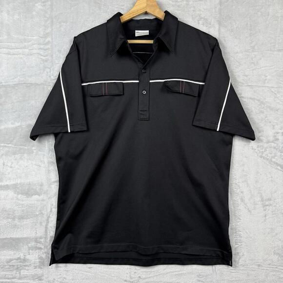 J.Lindeberg Future Sports Polo Shirt Black Sz XL Retro Tech Piping Two Pockets - Picture 1 of 11